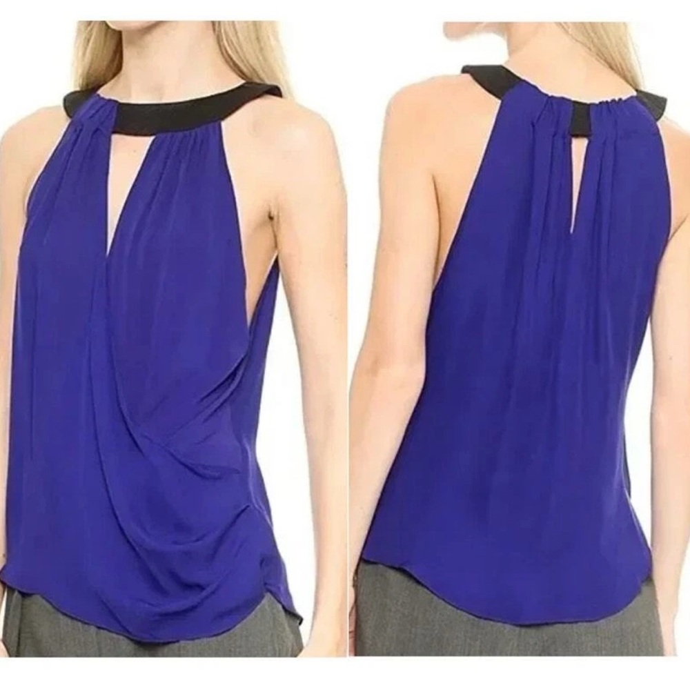 Ramy Brook Deep Blue Silk Halter Blouse — Size XS